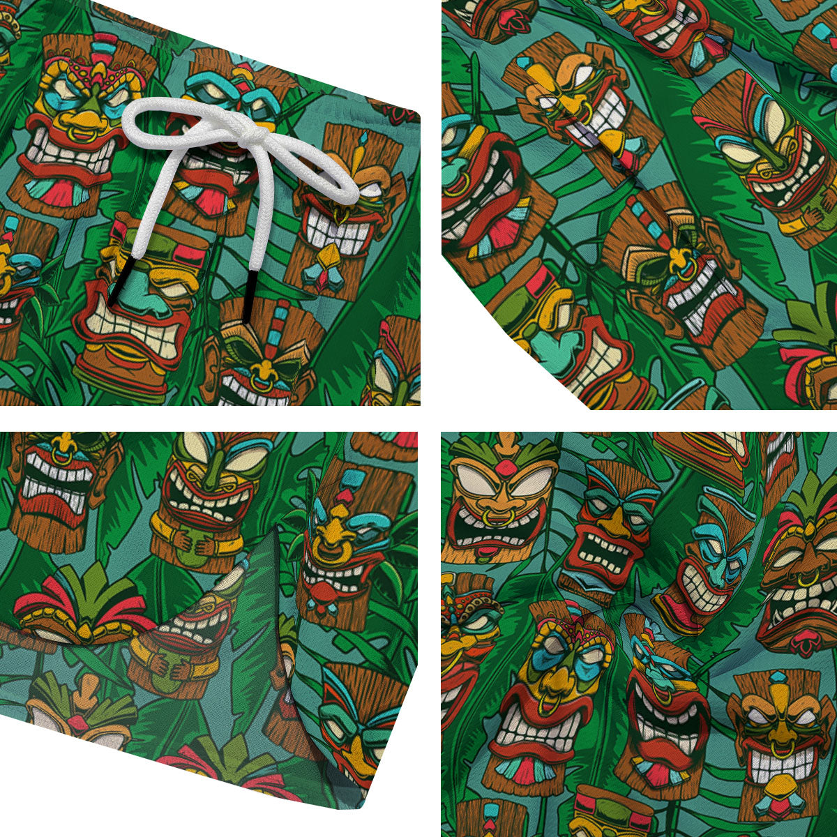 Tiki Hawaiian Print Pattern Men's Running Shorts-grizzshop