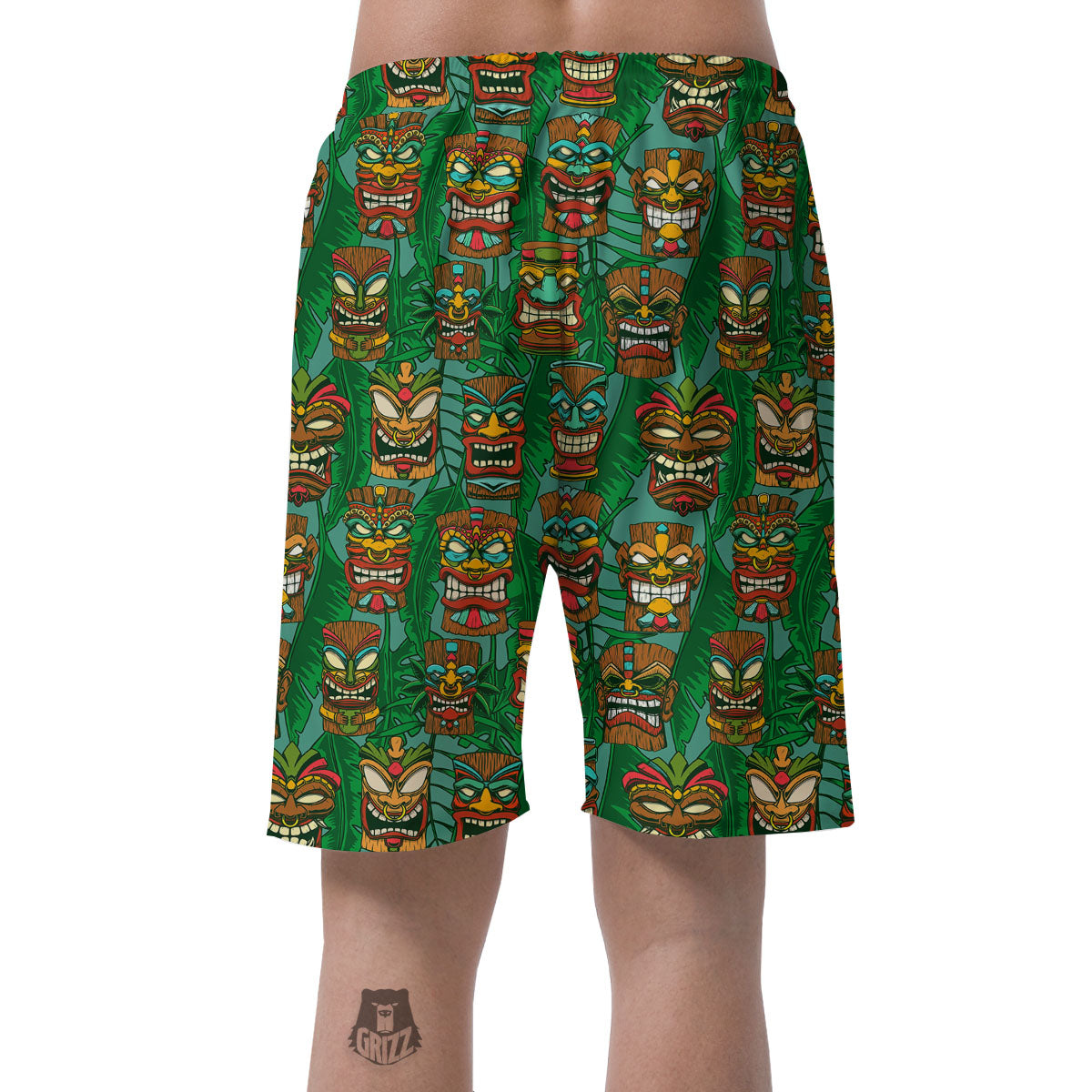 Tiki Hawaiian Print Pattern Men's Shorts-grizzshop