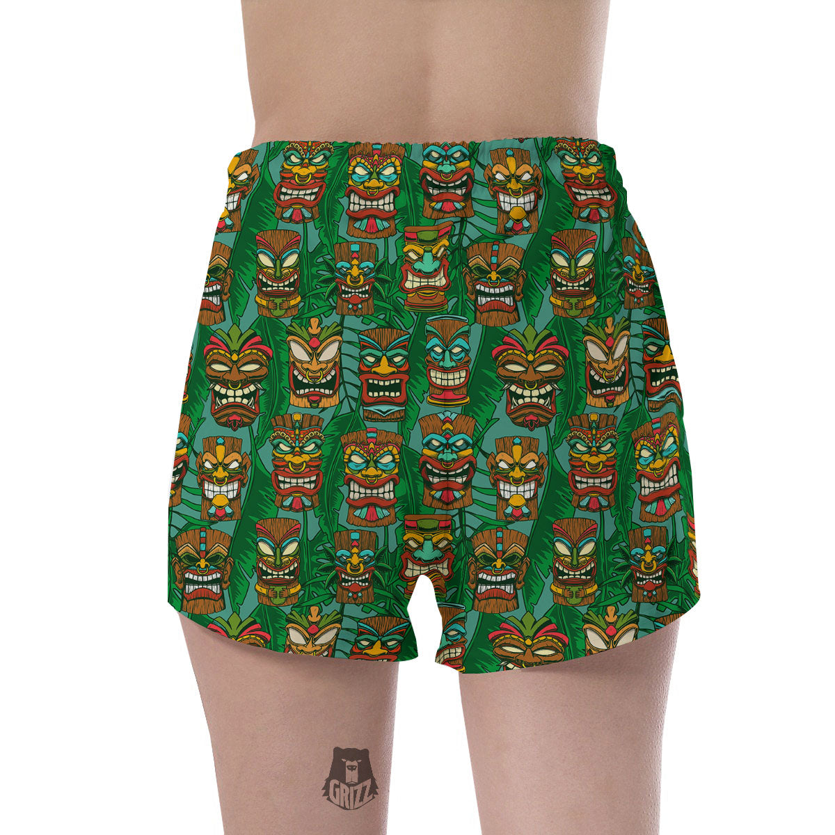 Tiki Hawaiian Print Pattern Women's Shorts-grizzshop