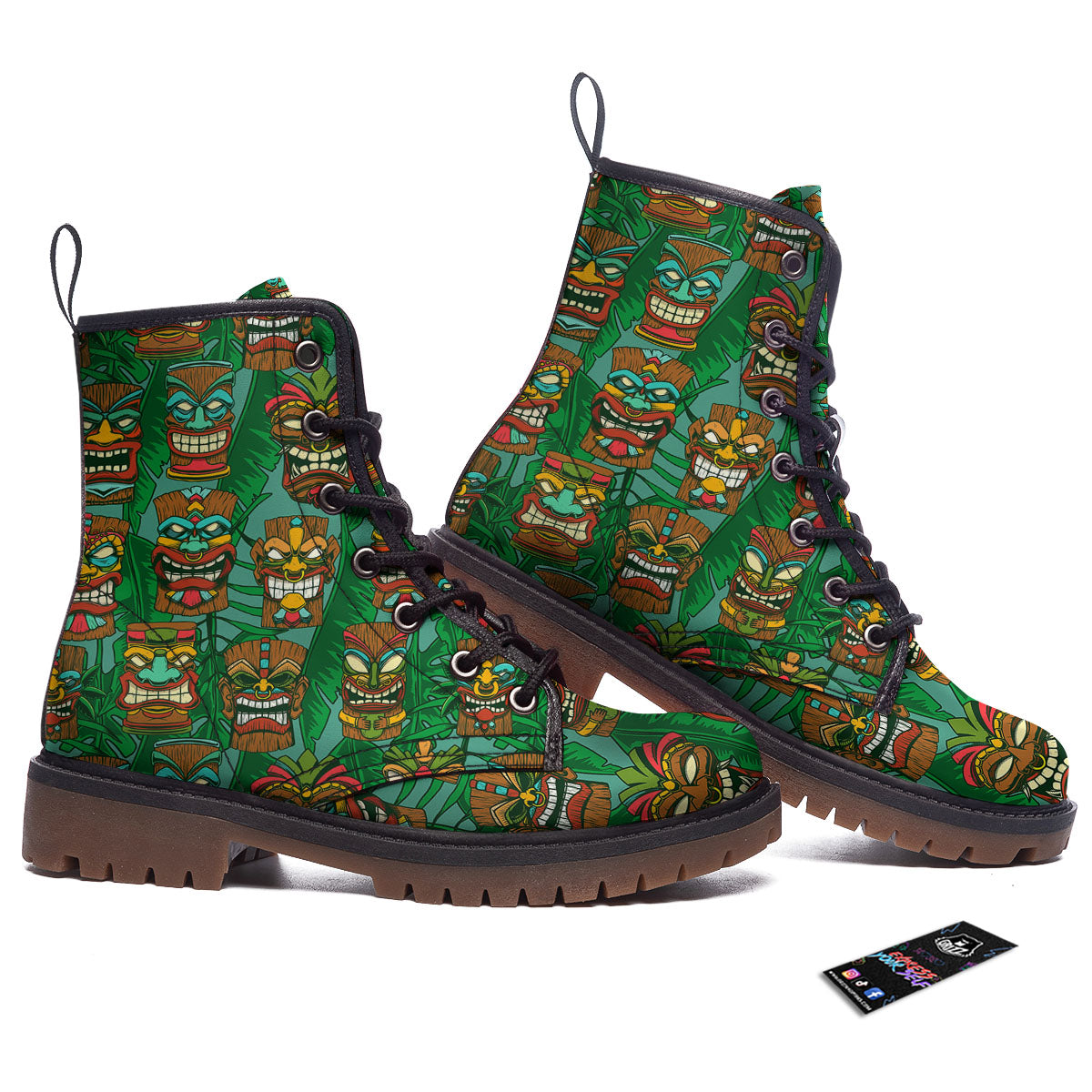 Tiki Hawaiian Print Pattern Work Boots-grizzshop