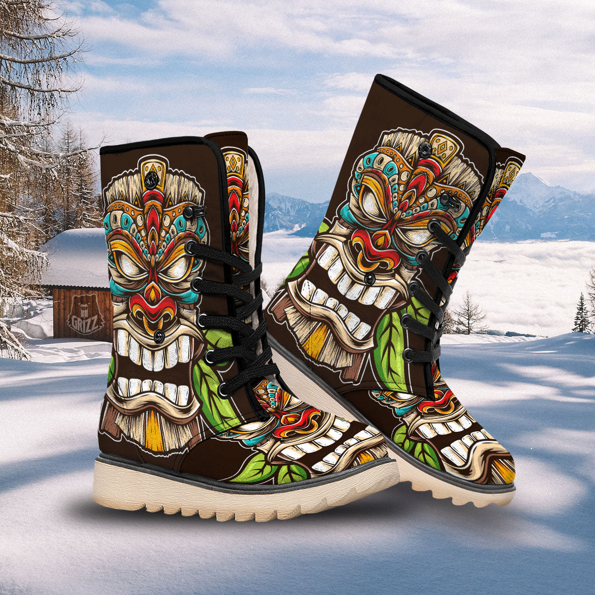 Tiki Hawaiian Print Snow Boots-grizzshop