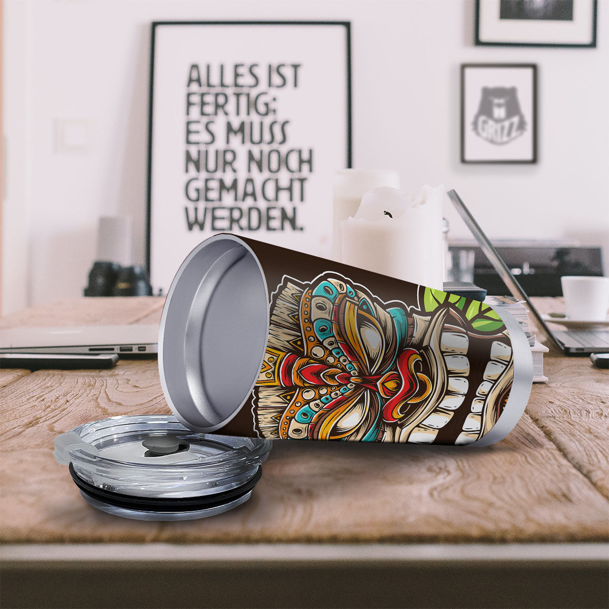 Tiki Hawaiian Print Tumbler-grizzshop