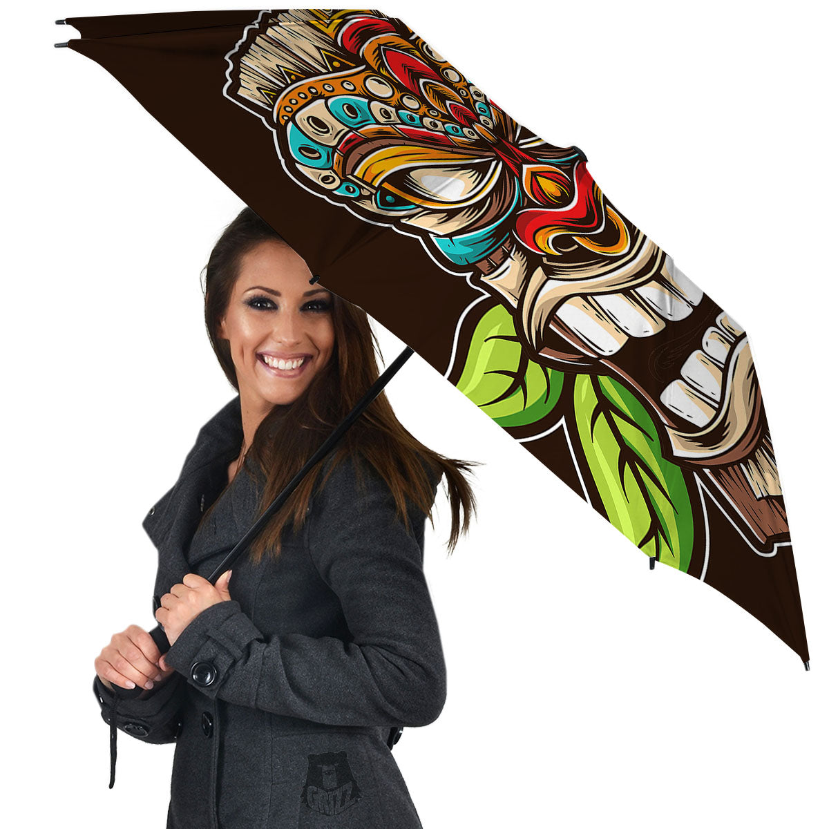 Tiki Hawaiian Print Umbrella-grizzshop