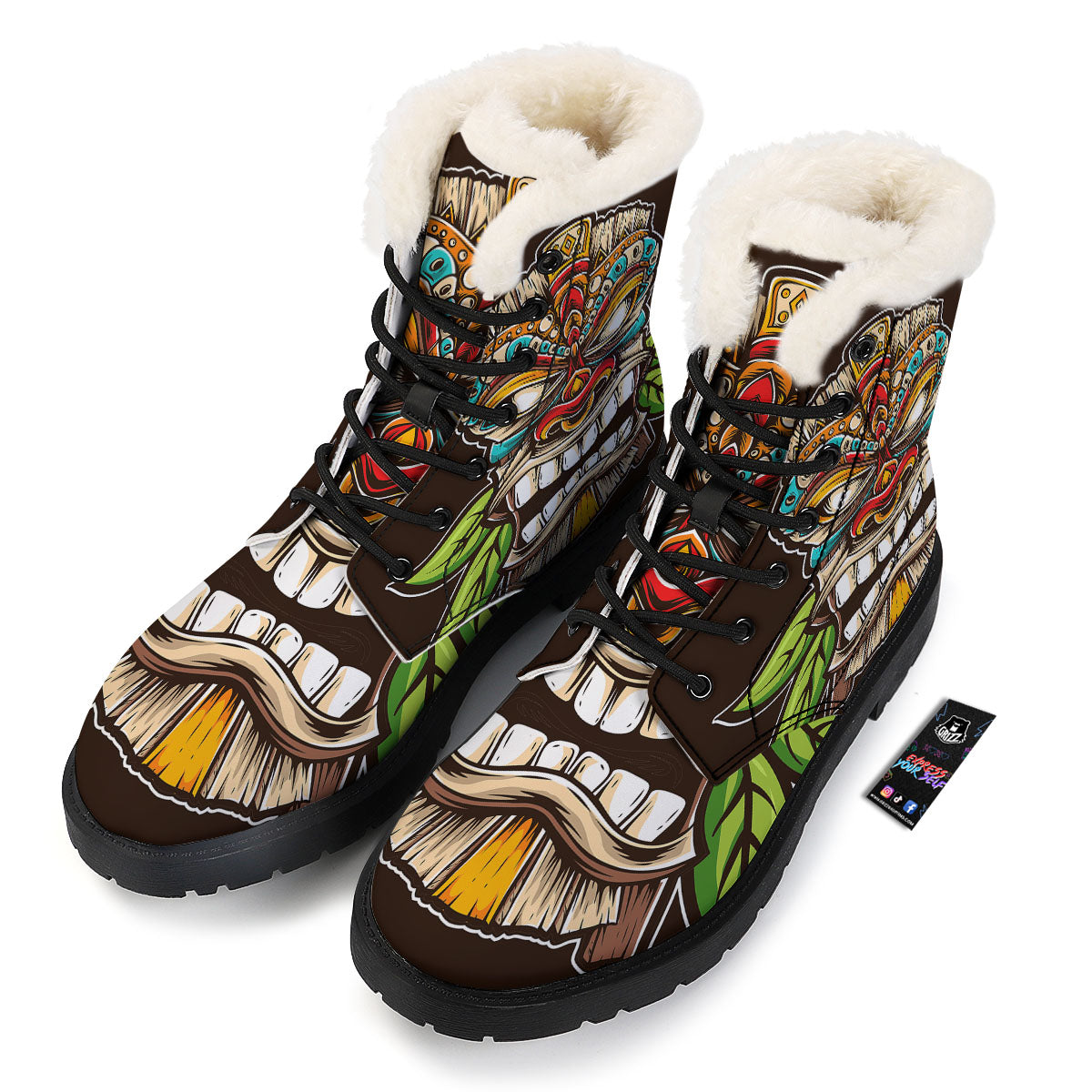 Tiki Hawaiian Print Winter Boots-grizzshop