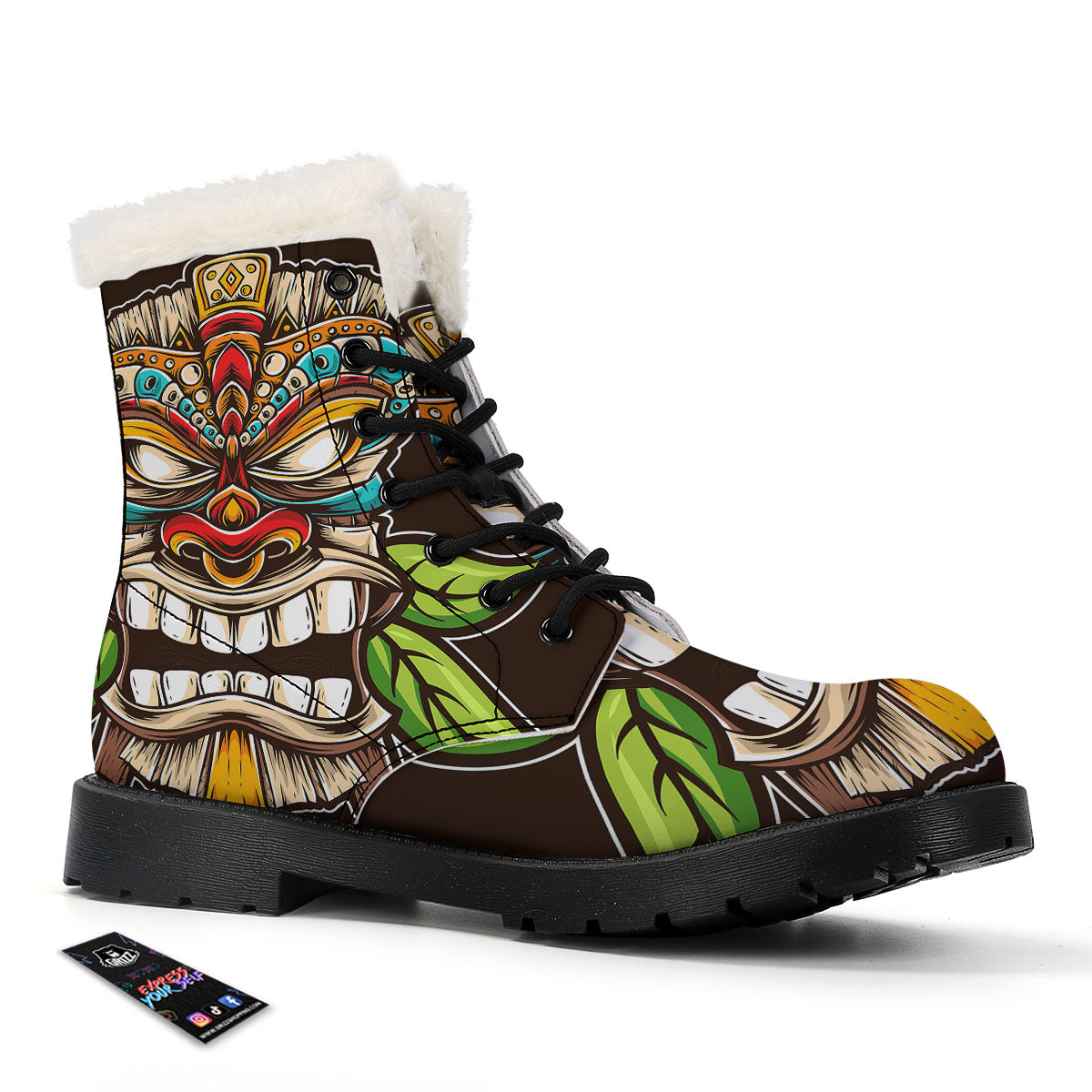 Tiki Hawaiian Print Winter Boots-grizzshop