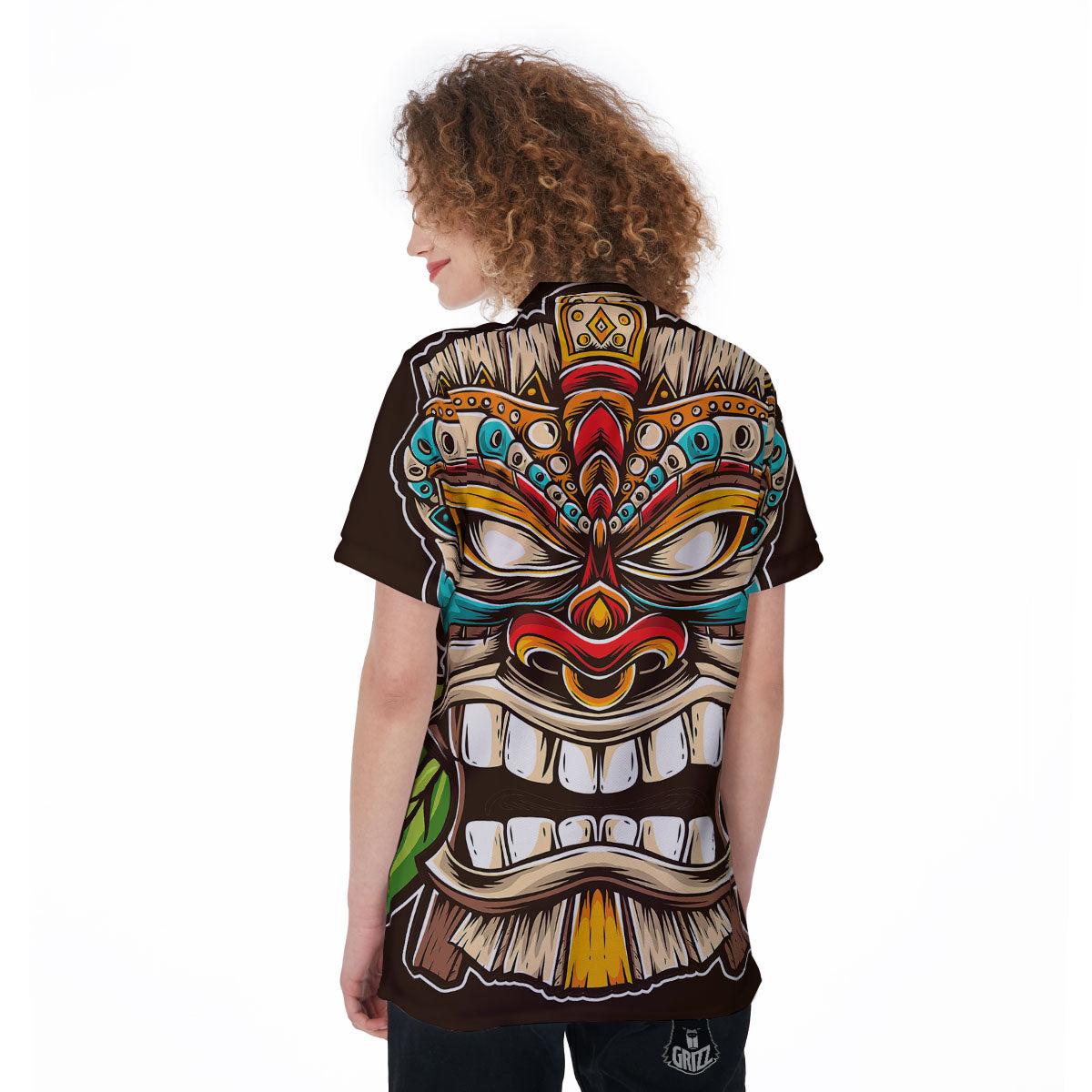 Tiki Hawaiian Print Women's Golf Shirts-grizzshop