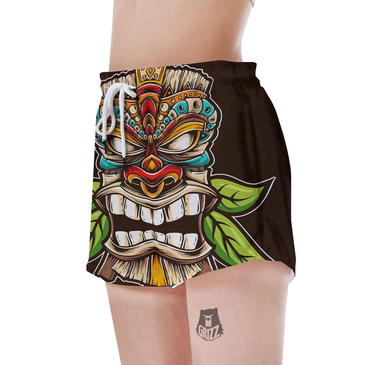 Tiki Hawaiian Print Women's Shorts-grizzshop