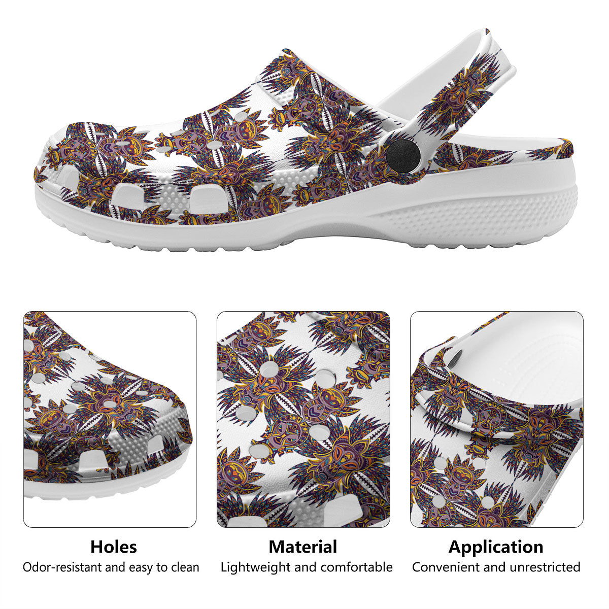 Tiki Mask Ornament Print Pattern Clog-grizzshop