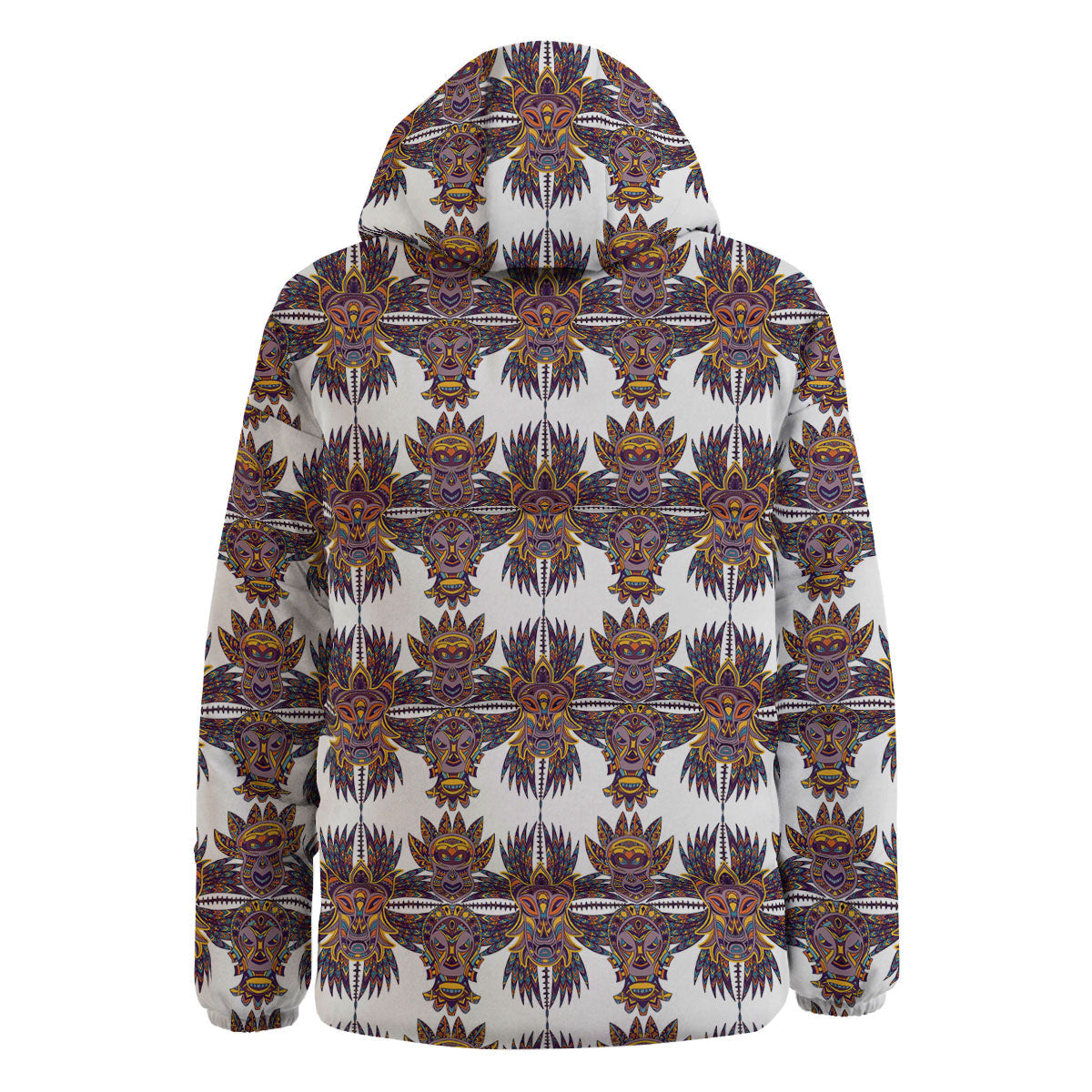 Tiki Mask Ornament Print Pattern Down Jacket-grizzshop