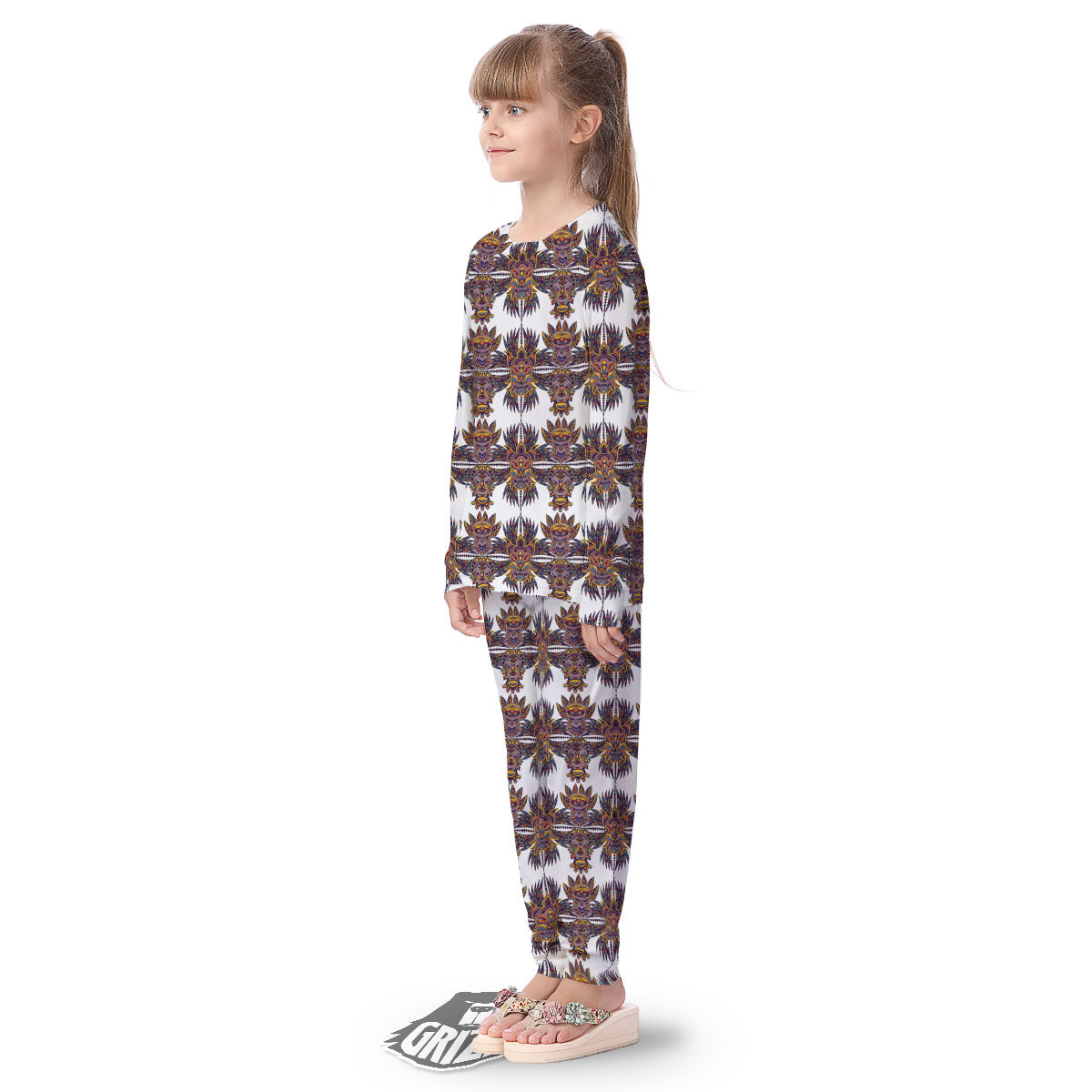 Tiki Mask Ornament Print Pattern Kid's Pajamas-grizzshop