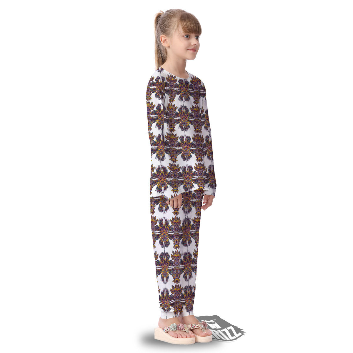 Tiki Mask Ornament Print Pattern Kid's Pajamas-grizzshop