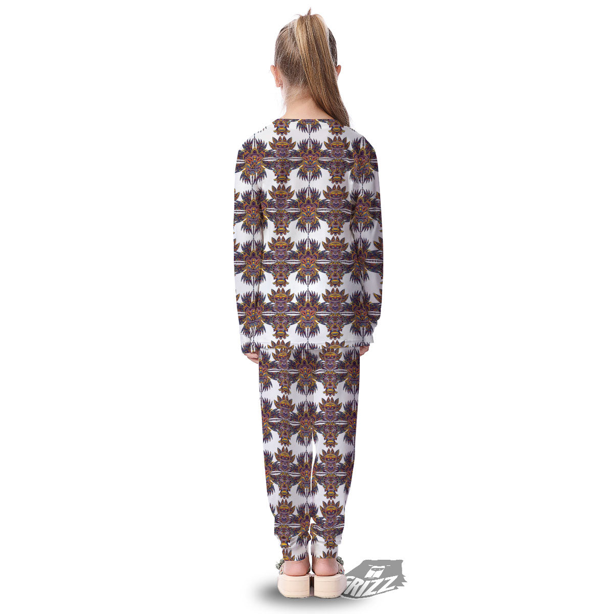 Tiki Mask Ornament Print Pattern Kid's Pajamas-grizzshop