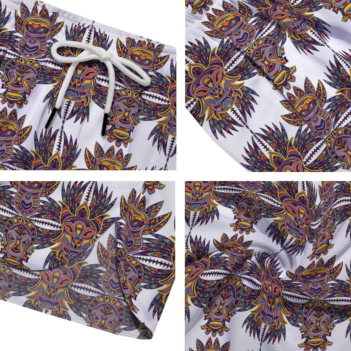 Tiki Mask Ornament Print Pattern Men's Running Shorts-grizzshop