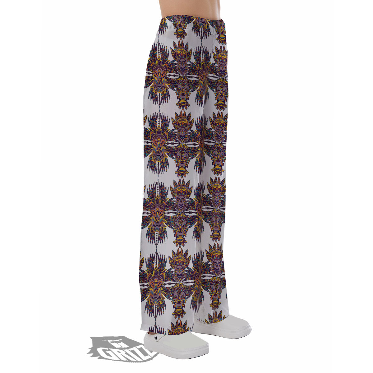 Tiki Mask Ornament Print Pattern Pajama Pants-grizzshop