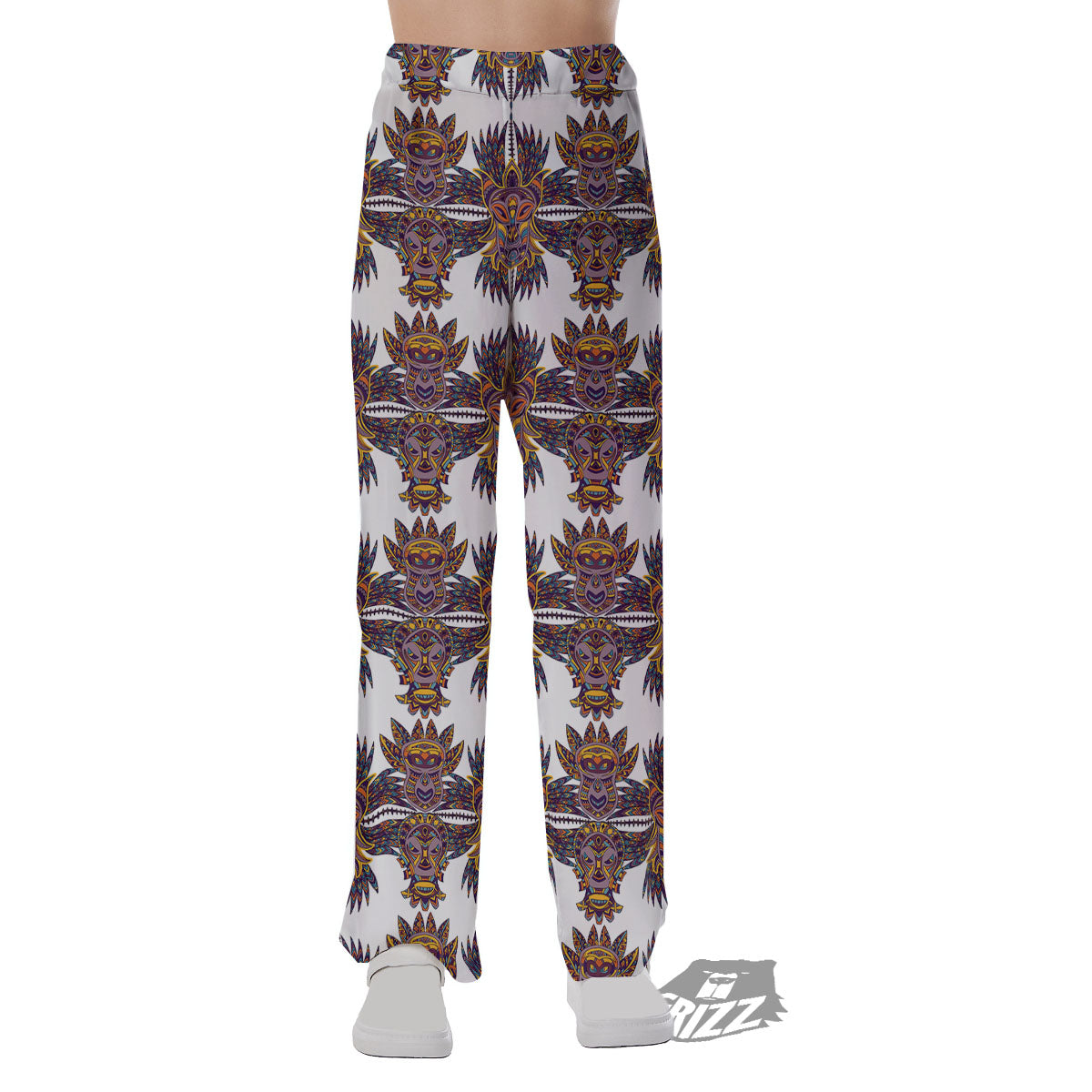 Tiki Mask Ornament Print Pattern Pajama Pants-grizzshop