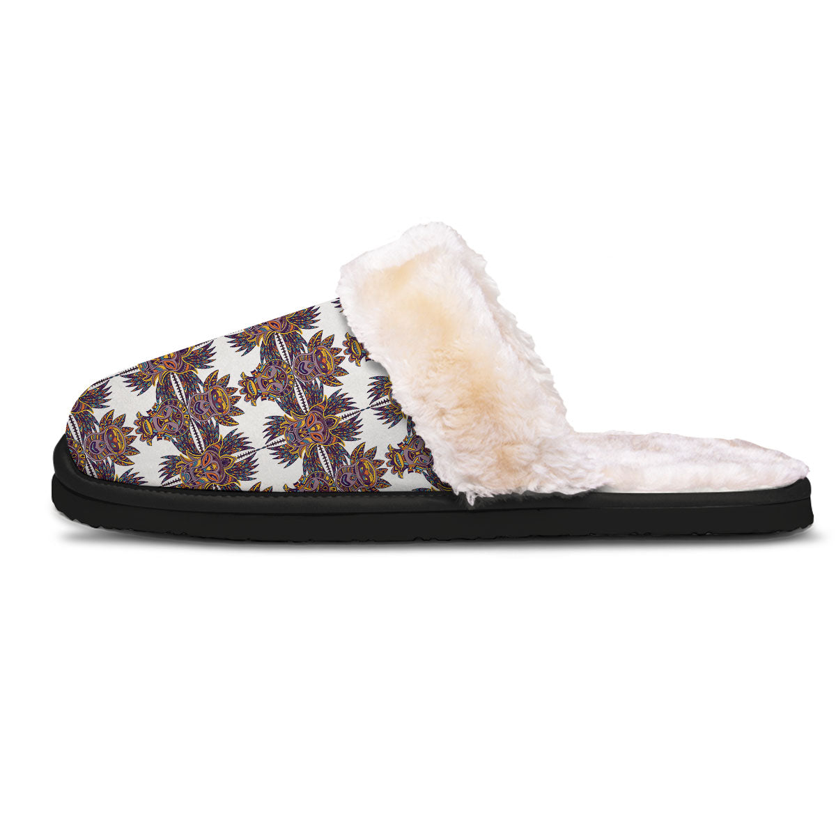Tiki Mask Ornament Print Pattern Slippers-grizzshop