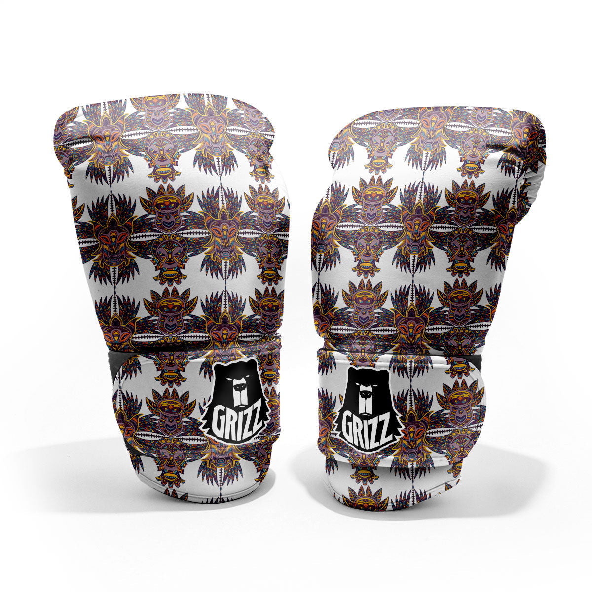 Tiki Mask Ornament Print Pattern Pro Boxing Glove
