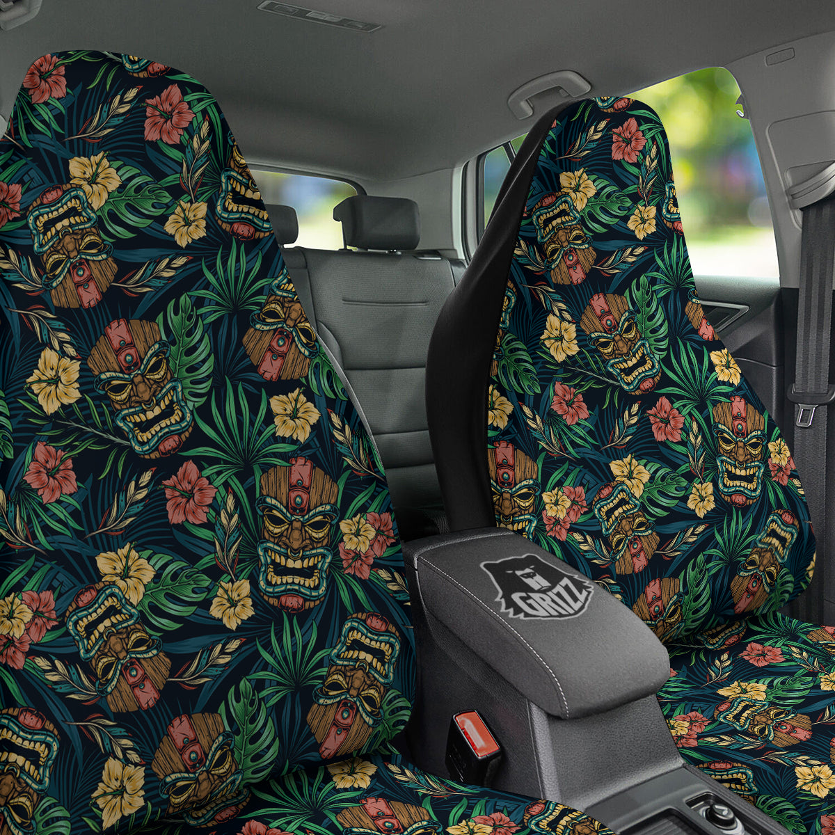 Tiki Tropical Print Pattern Car Seat Covers-grizzshop