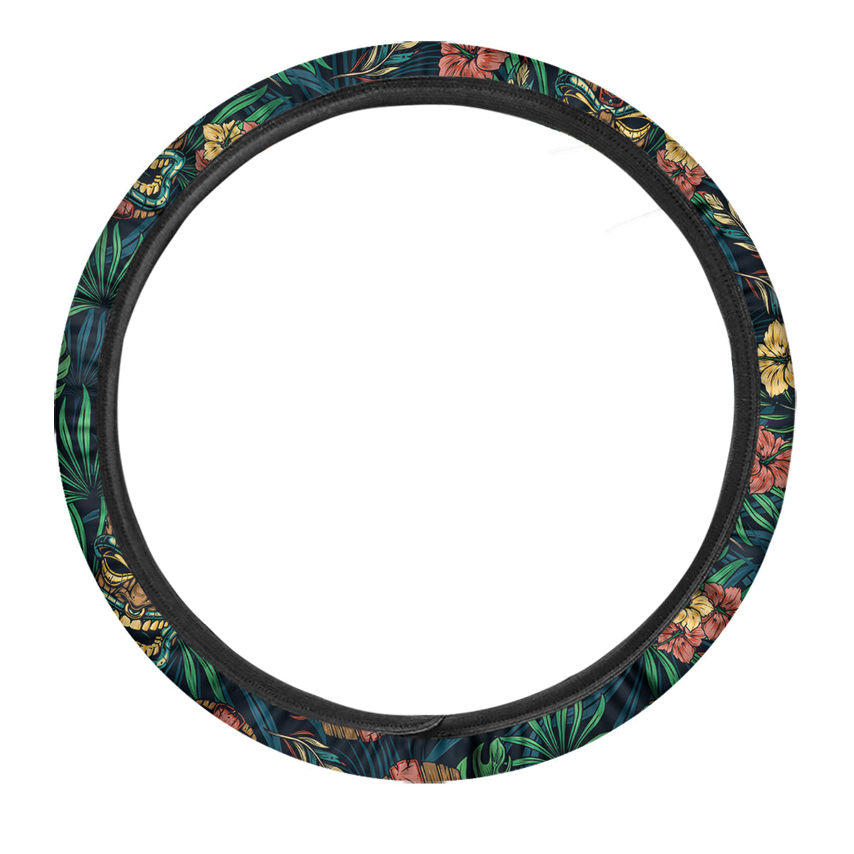 Tiki Tropical Print Pattern Car Steering Wheel Cover-grizzshop