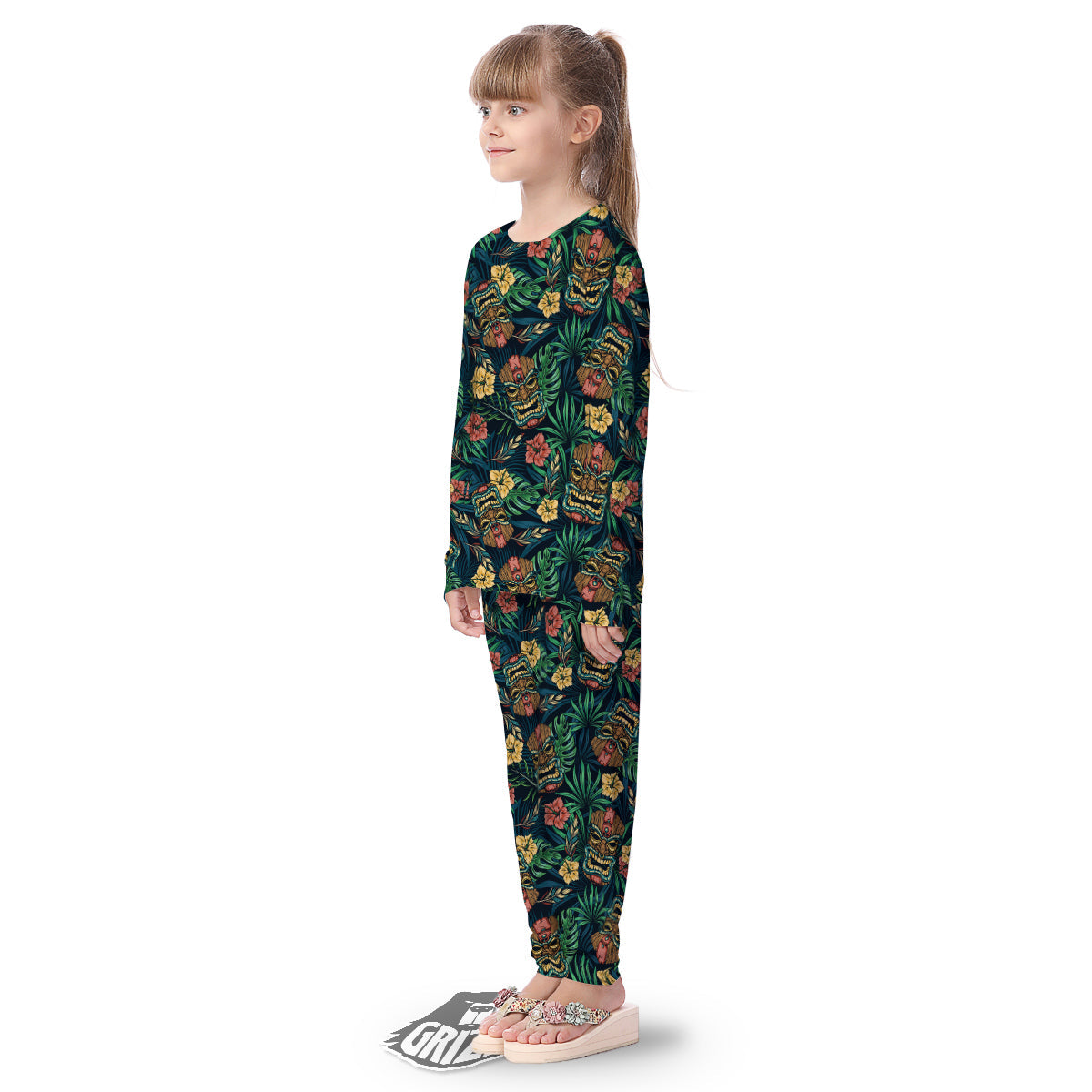 Tiki Tropical Print Pattern Kid's Pajamas-grizzshop