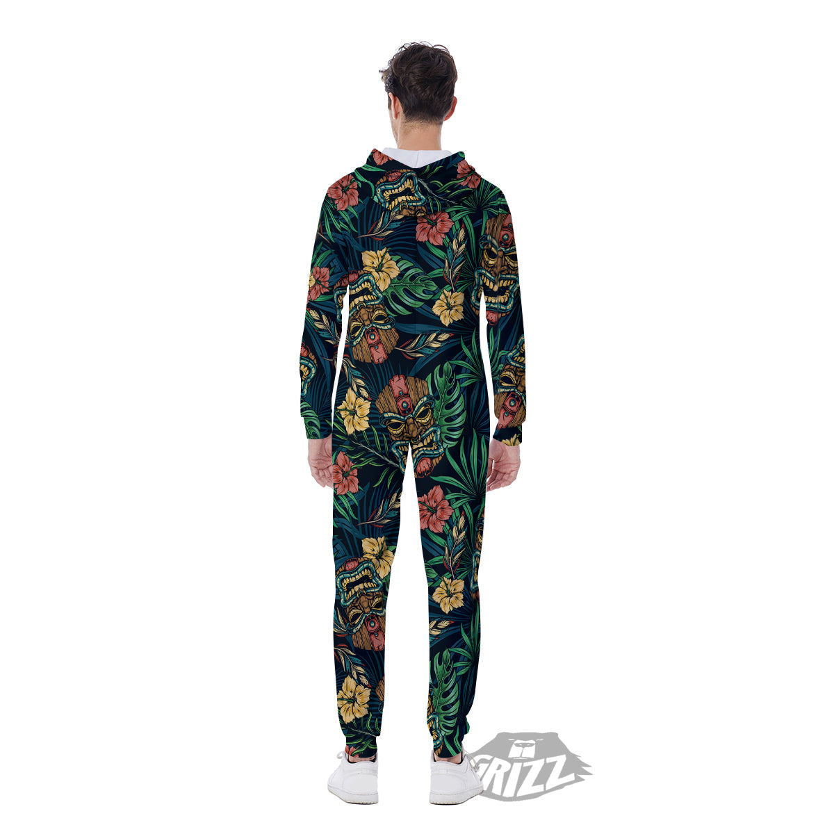 Tiki Tropical Print Pattern Men's Jumpsuit-grizzshop