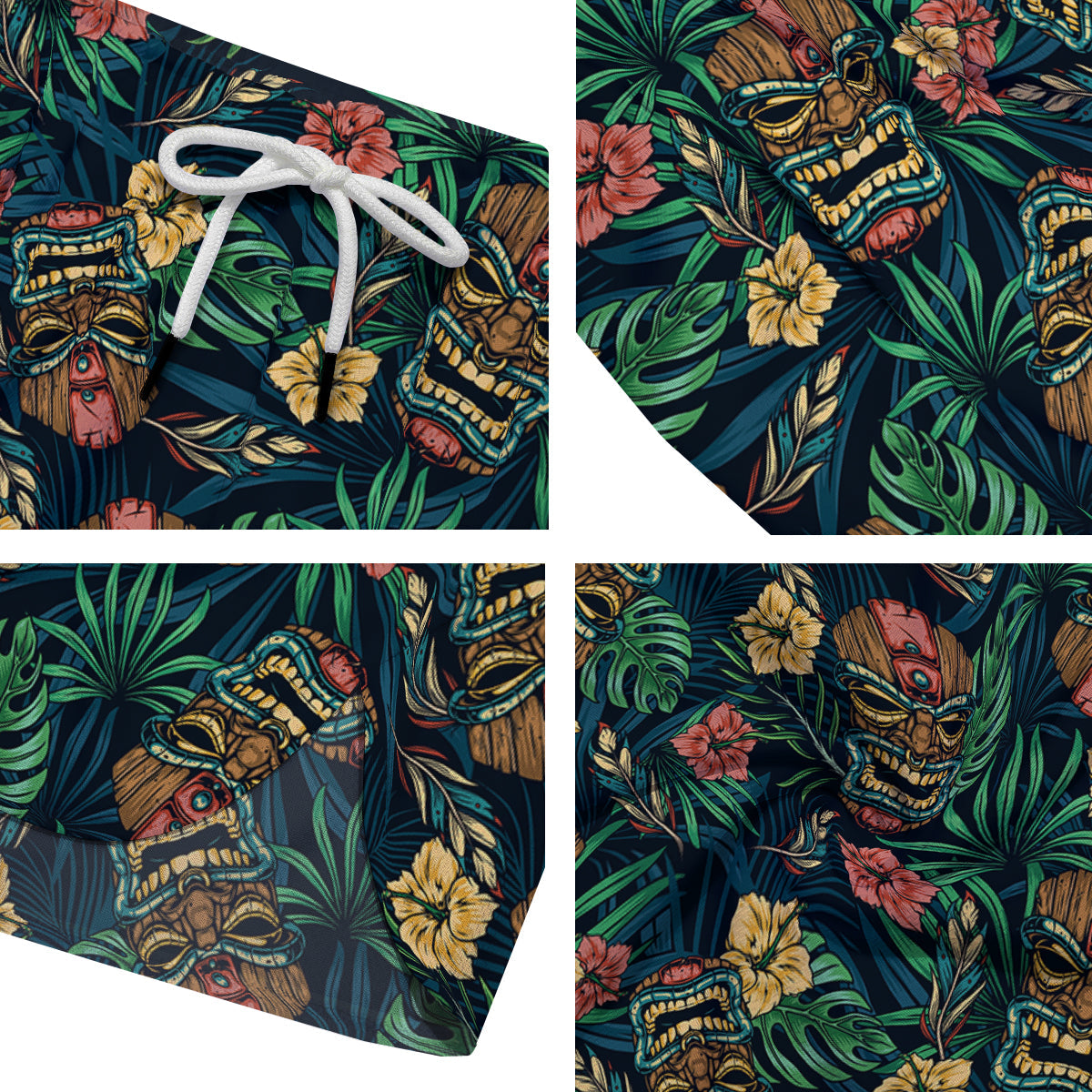 Tiki Tropical Print Pattern Men's Running Shorts-grizzshop