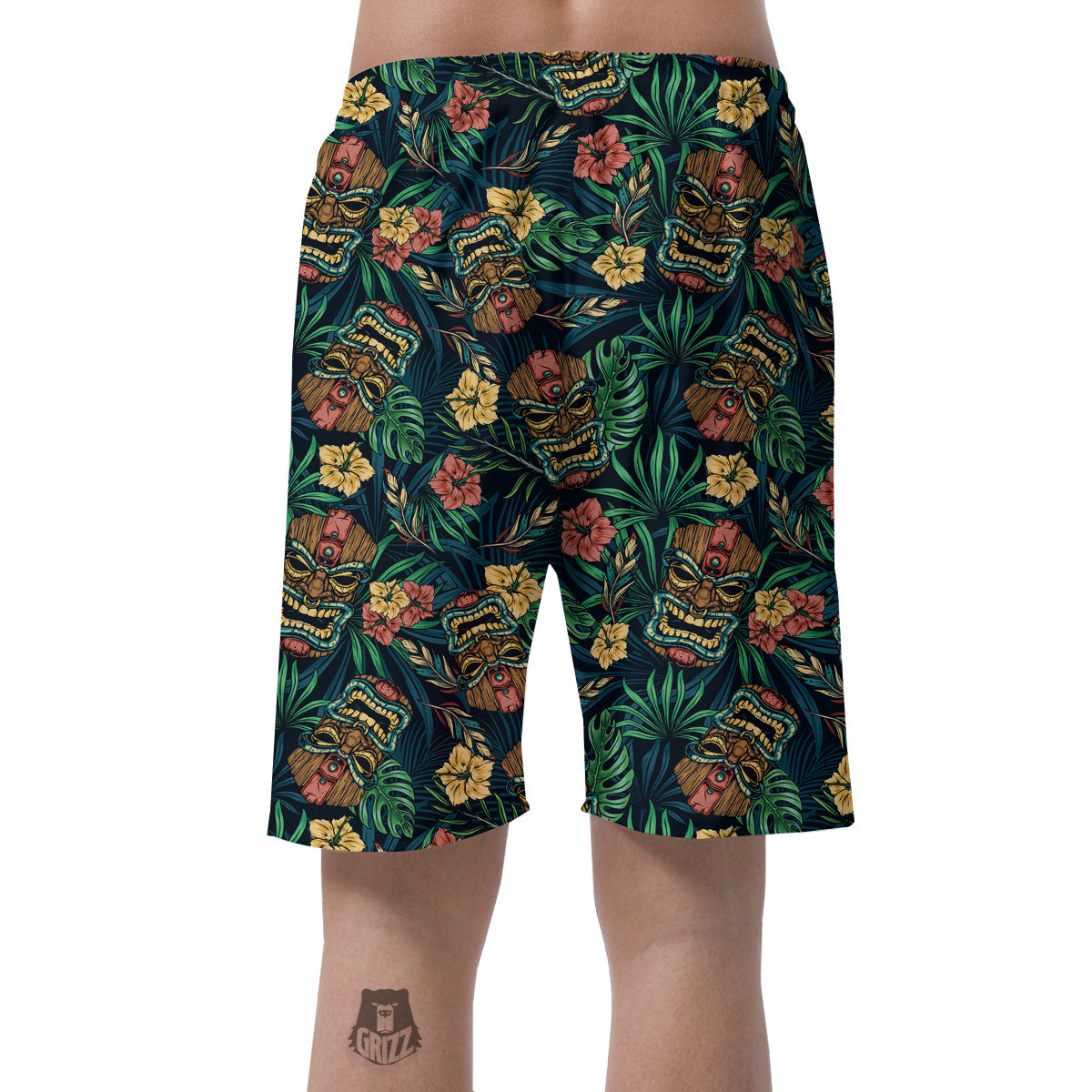 Tiki Tropical Print Pattern Men's Shorts-grizzshop