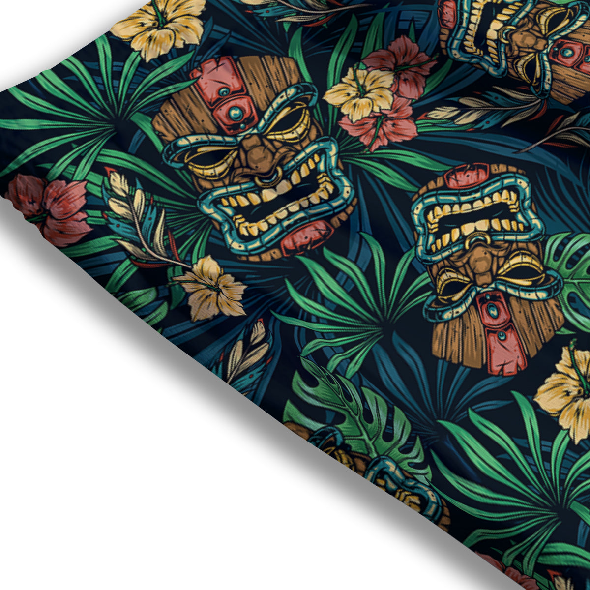Tiki Tropical Print Pattern Mesh Shorts