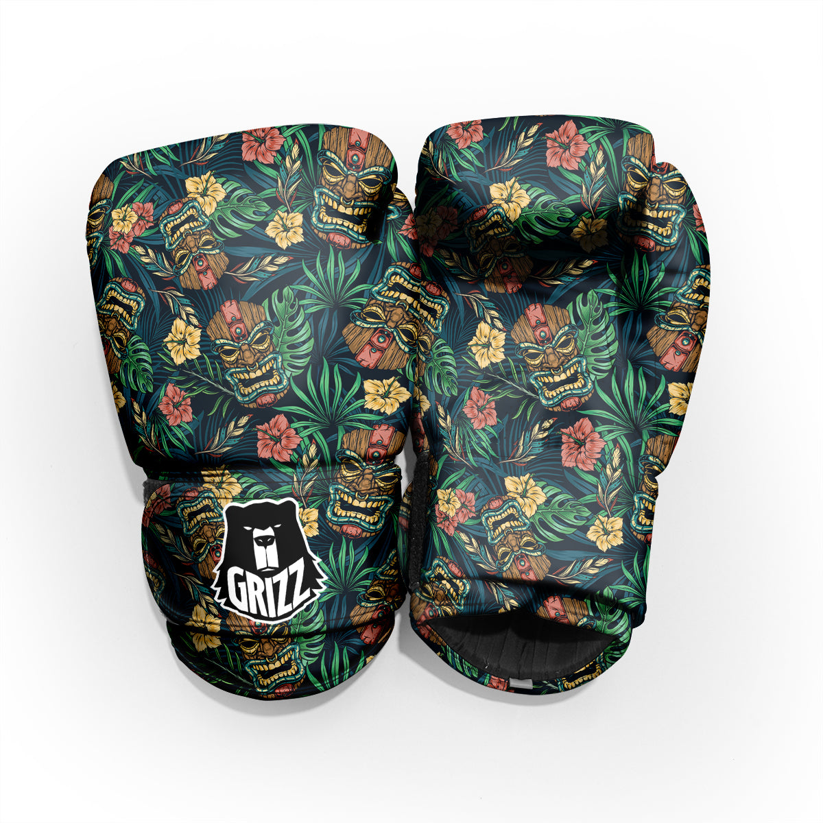 Tiki Tropical Print Pattern Sparring Gloves-grizzshop