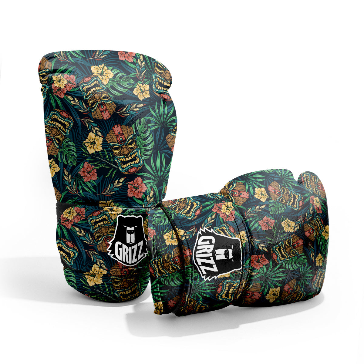 Tiki Tropical Print Pattern Sparring Gloves-grizzshop