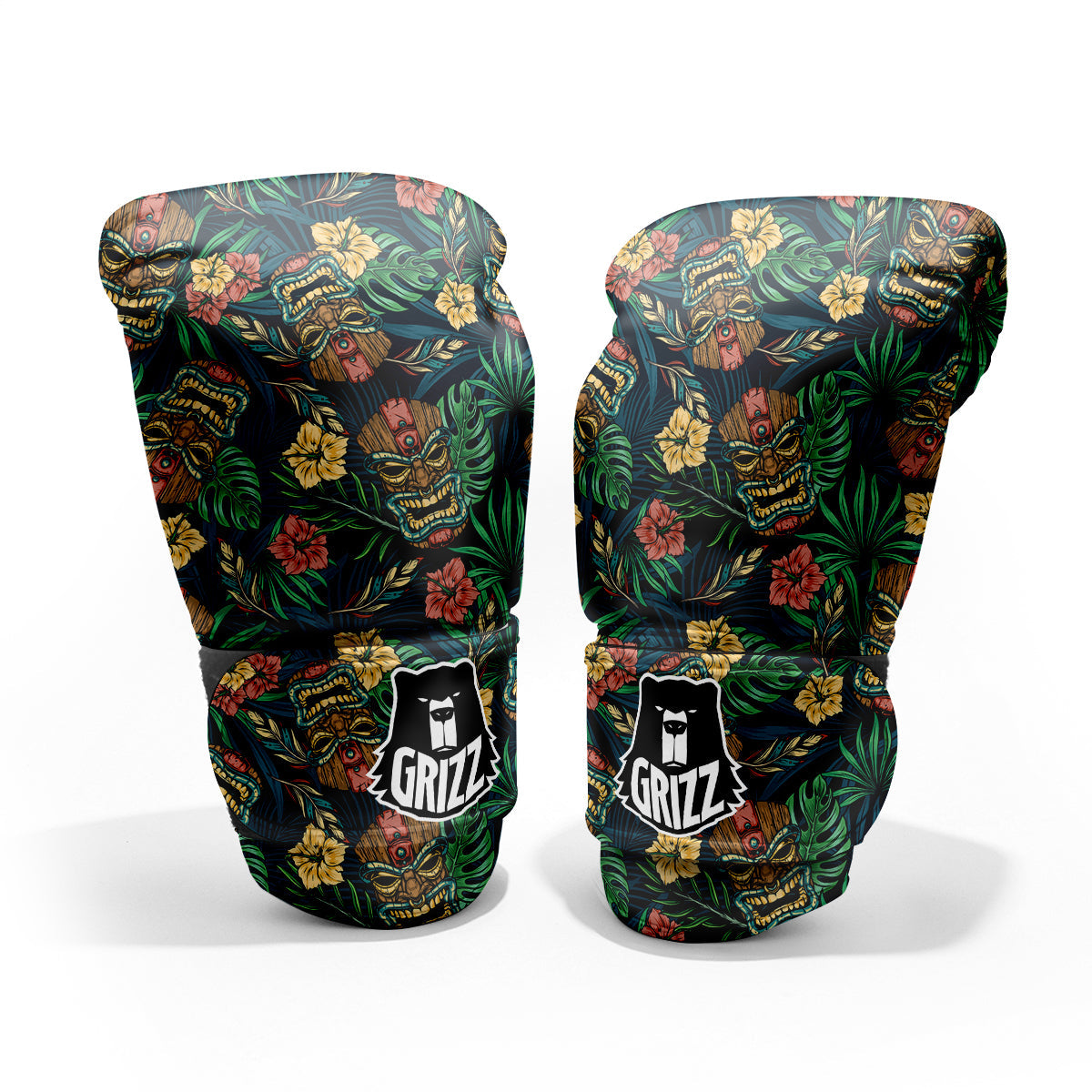 Tiki Tropical Print Pattern Sparring Gloves-grizzshop