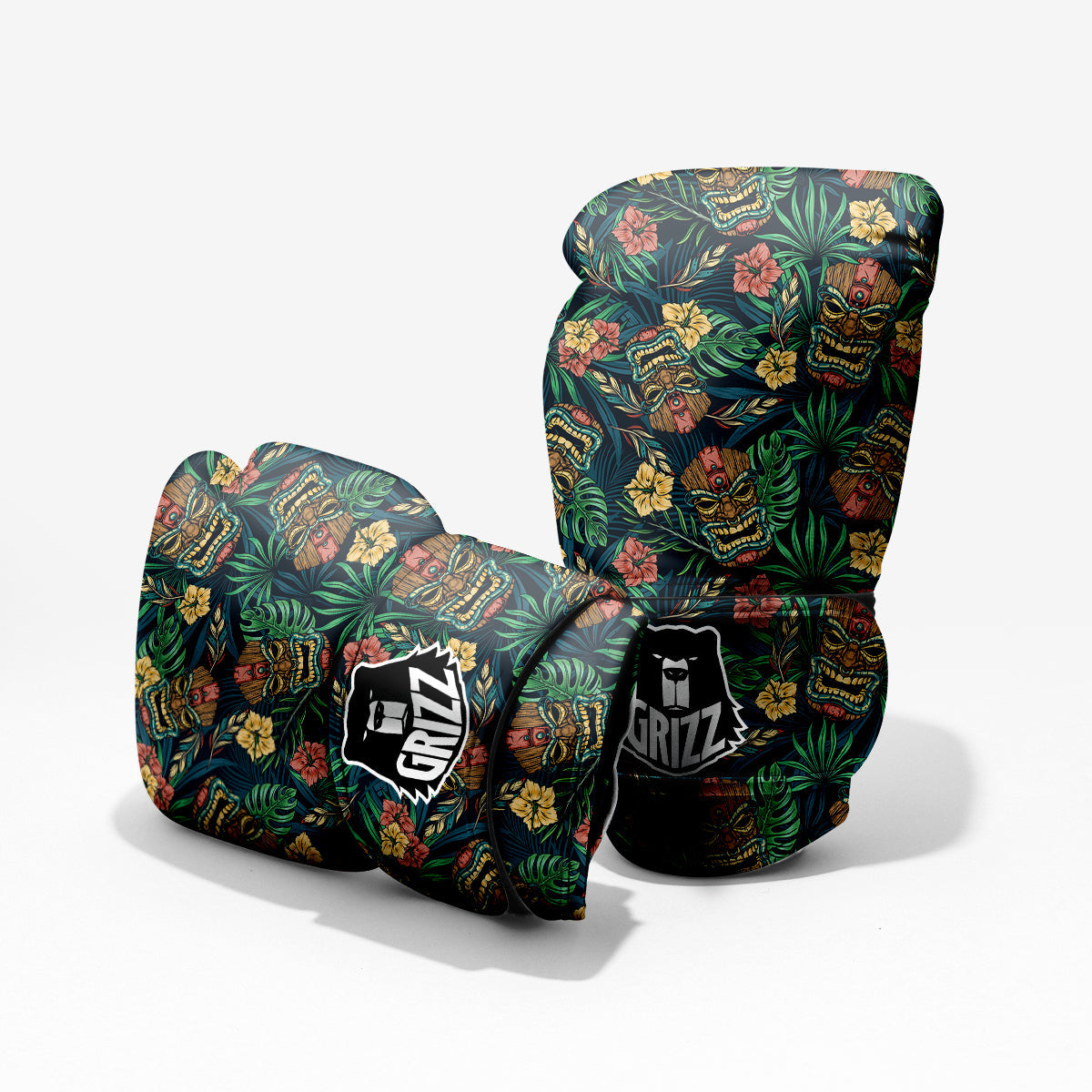 Tiki Tropical Print Pattern Sparring Gloves-grizzshop