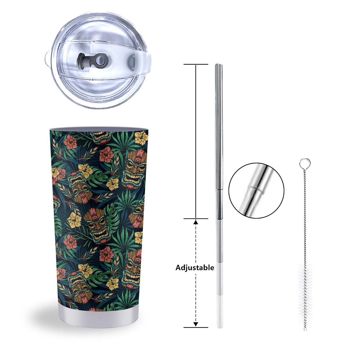 Tiki Tropical Print Pattern Tumbler-grizzshop