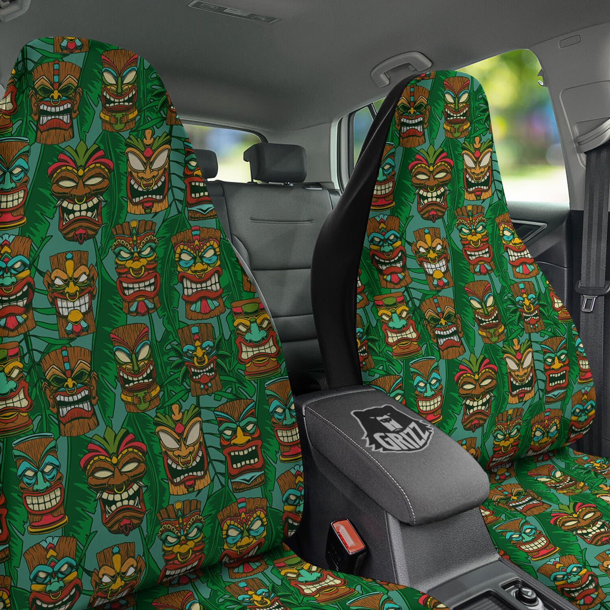Tiki Wooden Print Pattern Car Seat Covers-grizzshop