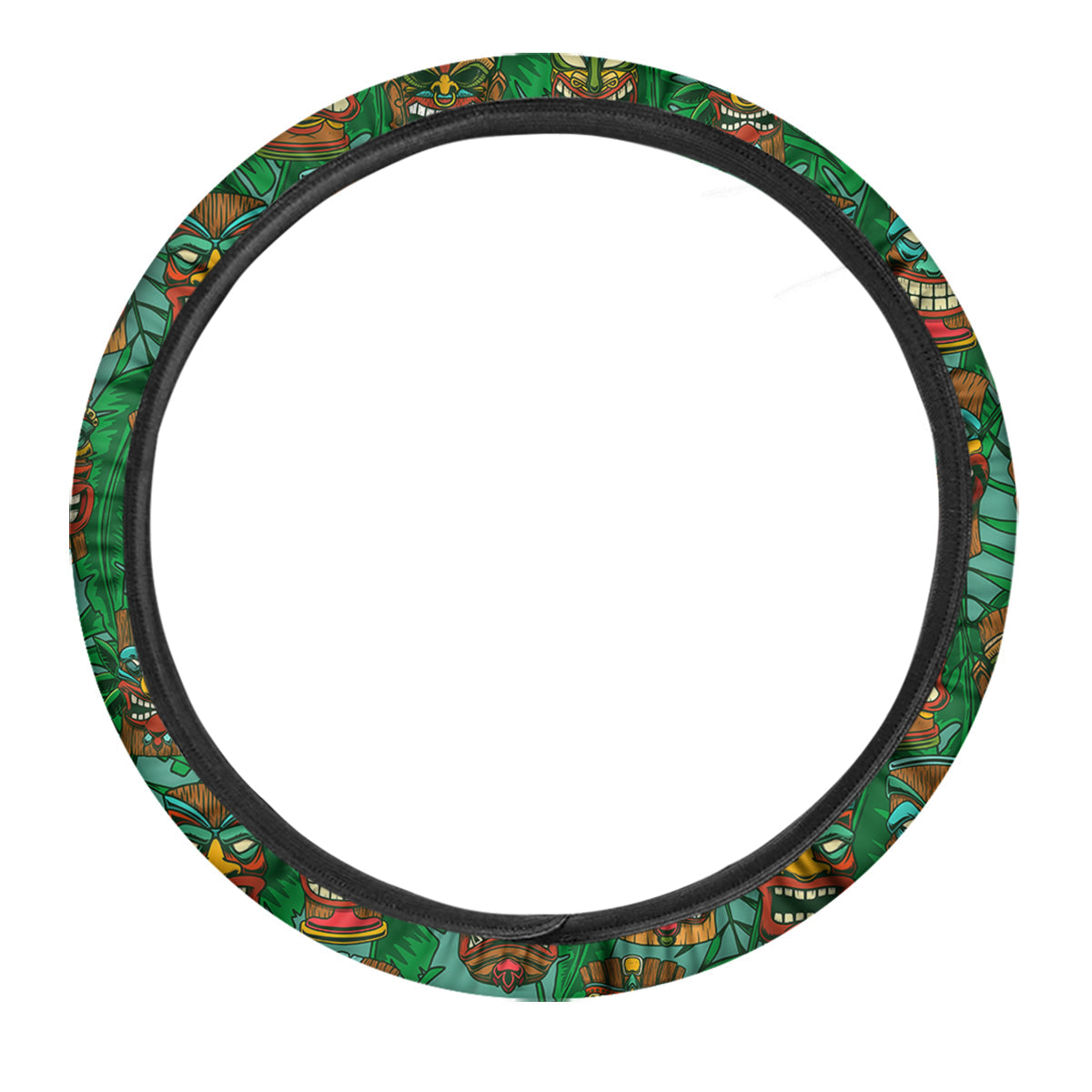 Tiki Wooden Print Pattern Car Steering Wheel Cover-grizzshop