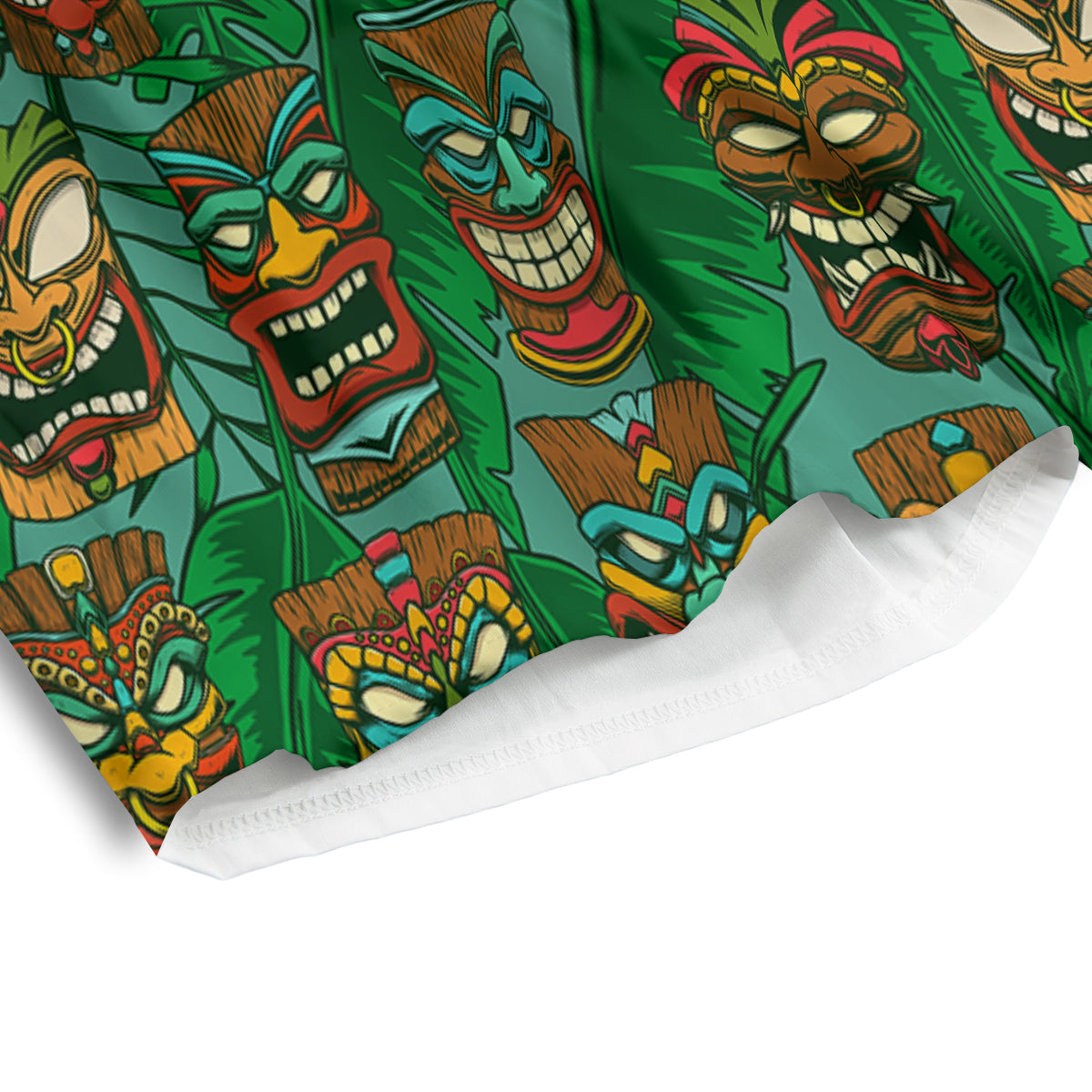 Tiki Wooden Print Pattern Men's Athletic Shorts