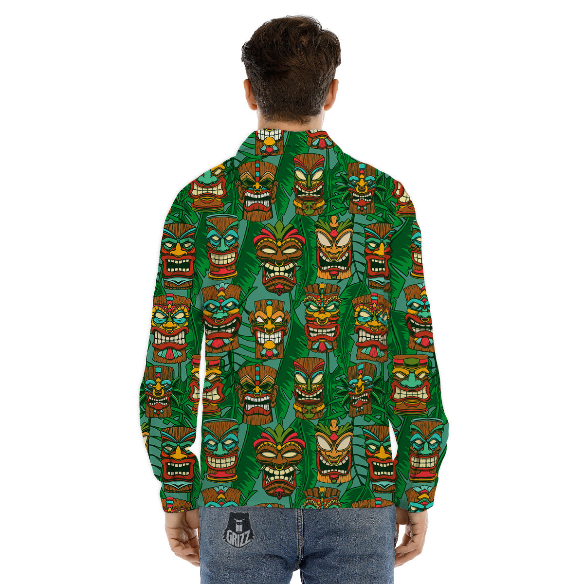 Tiki Wooden Print Pattern Men's Dress Shirts-grizzshop