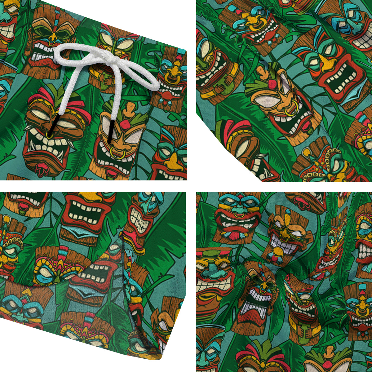 Tiki Wooden Print Pattern Men's Running Shorts-grizzshop