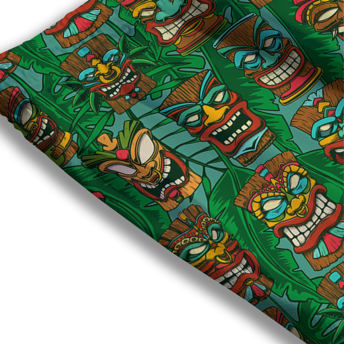 Tiki Wooden Print Pattern Mesh Shorts