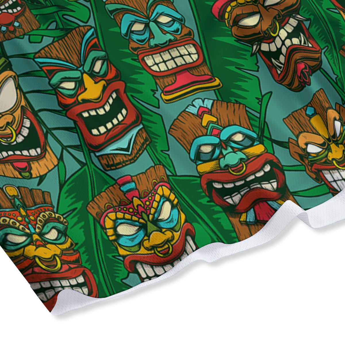 Tiki Wooden Print Pattern Mesh Shorts