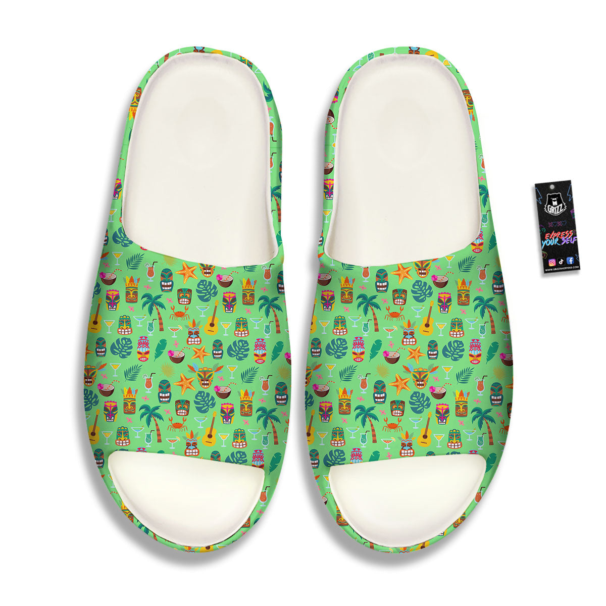 Tiki Colorful Print Pattern Sandals-grizzshop