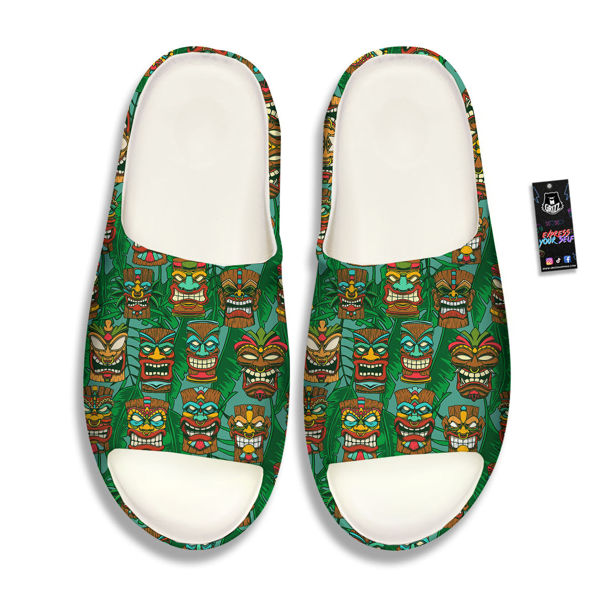 Tiki Hawaiian Print Pattern Sandals-grizzshop