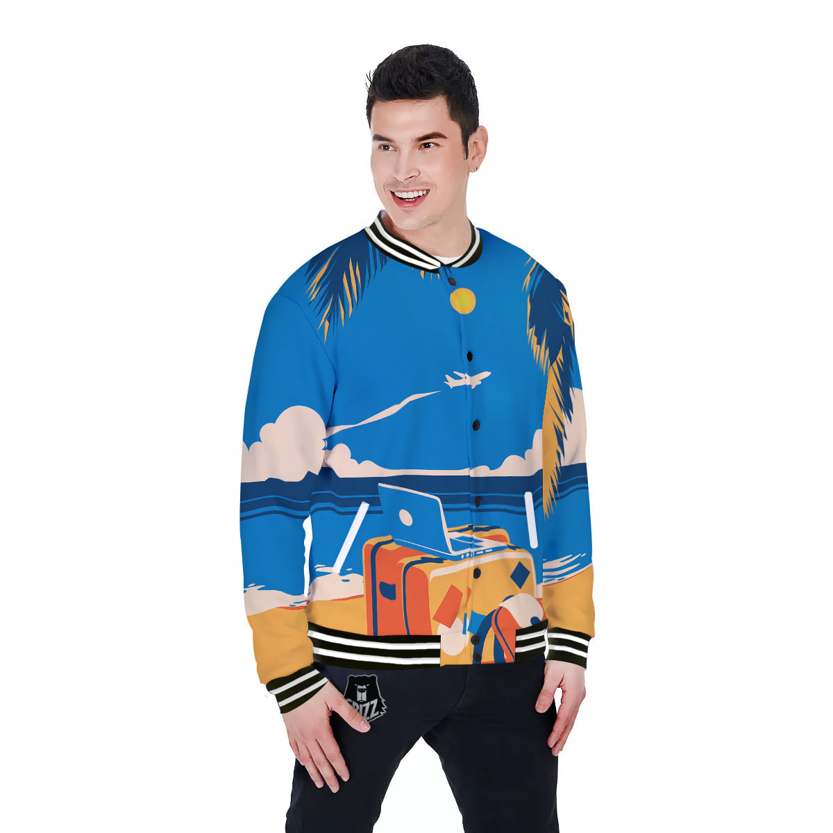 Time To Travel Summer Holiday Print Baseball Jacket-grizzshop