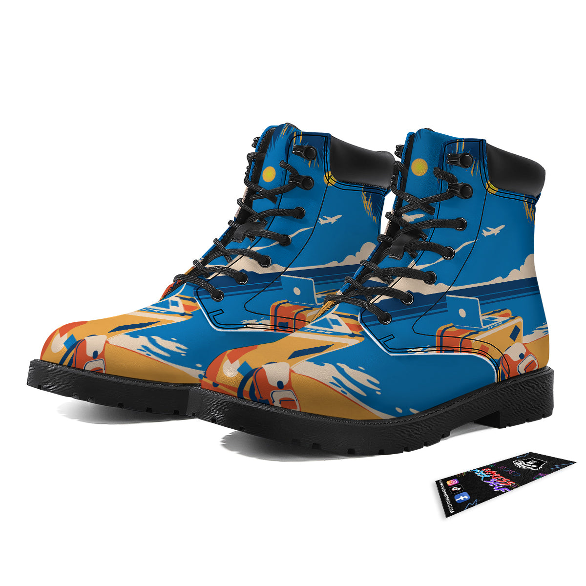 Time To Travel Summer Holiday Print Boots-grizzshop
