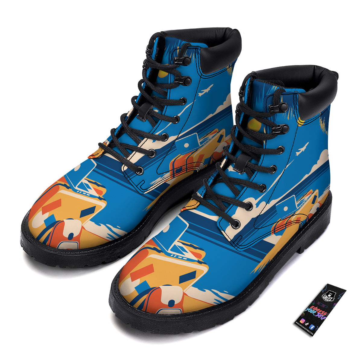 Time To Travel Summer Holiday Print Boots-grizzshop