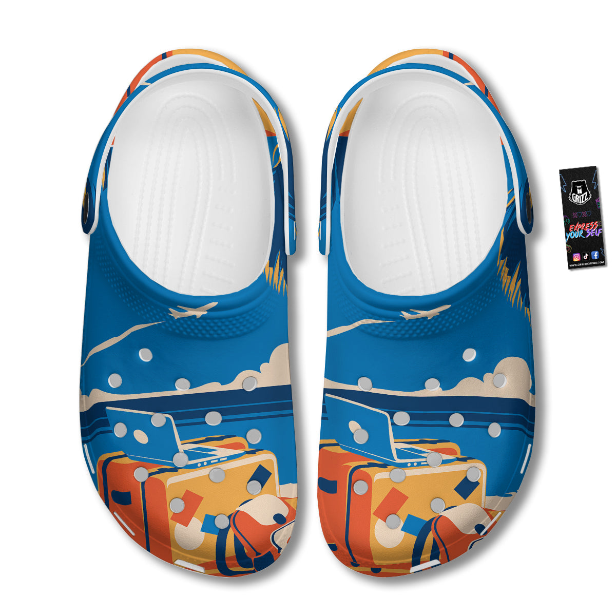 Time To Travel Summer Holiday Print Clog-grizzshop