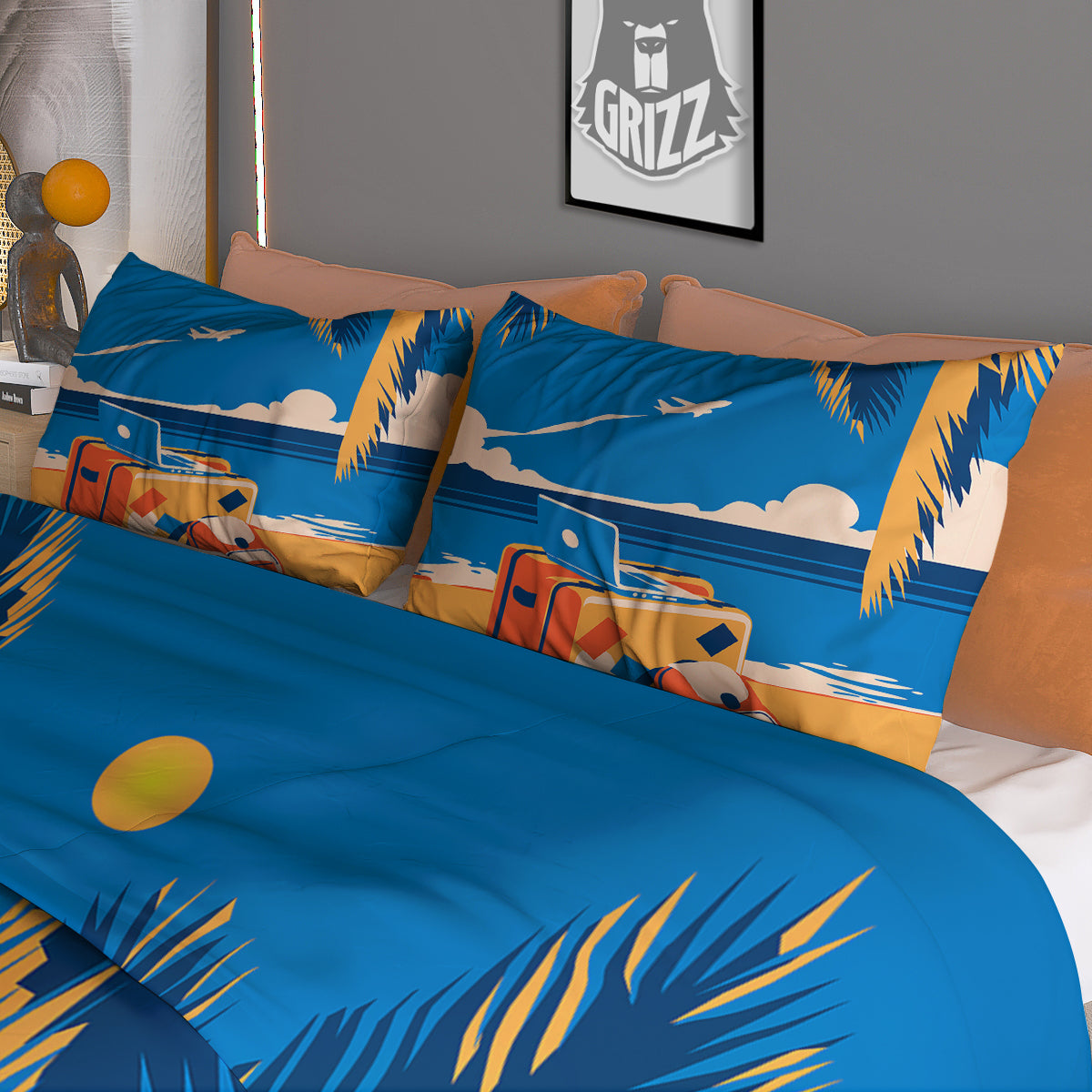 Time To Travel Summer Holiday Print Duvet Cover Bedding Set