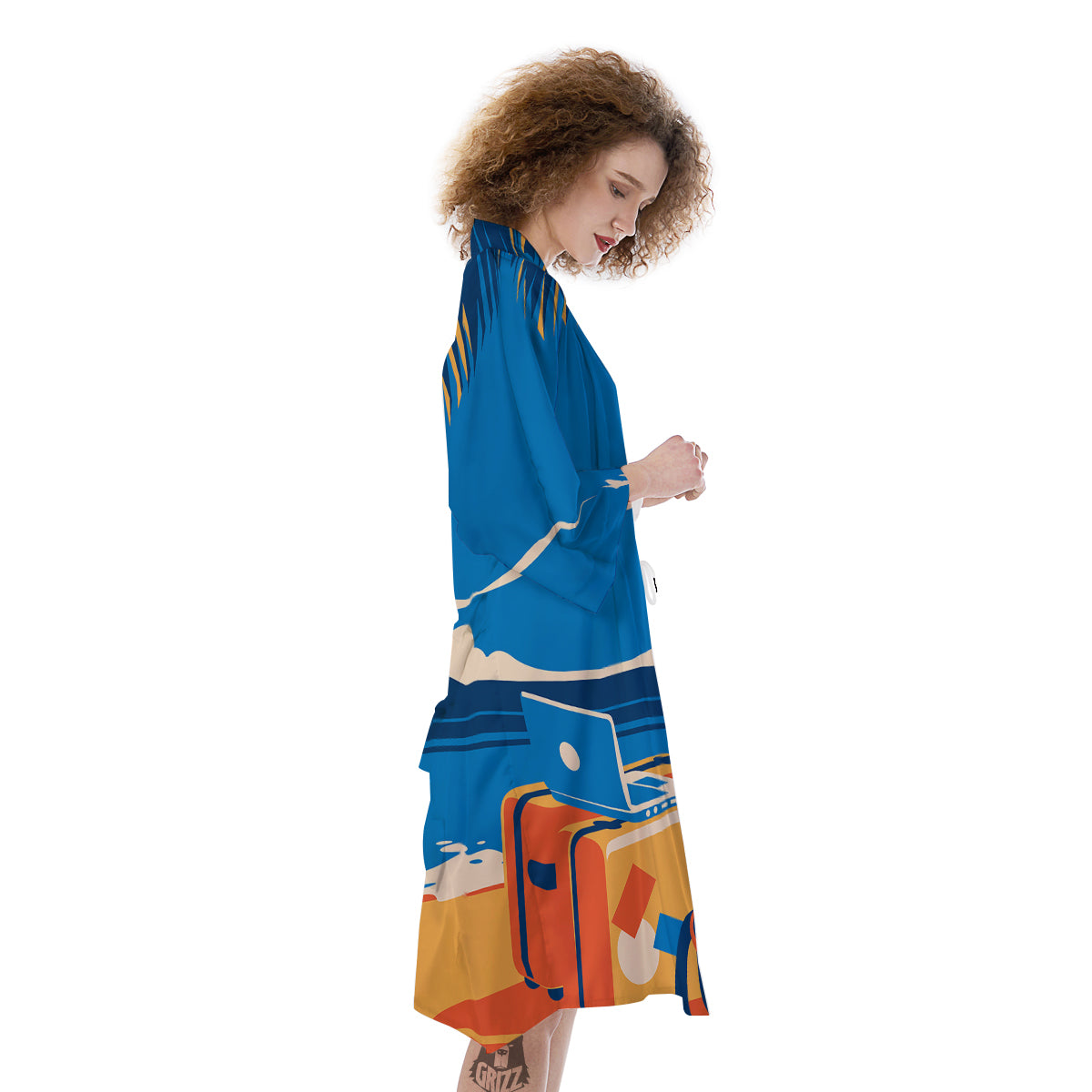 Time To Travel Summer Holiday Print Kimono-grizzshop