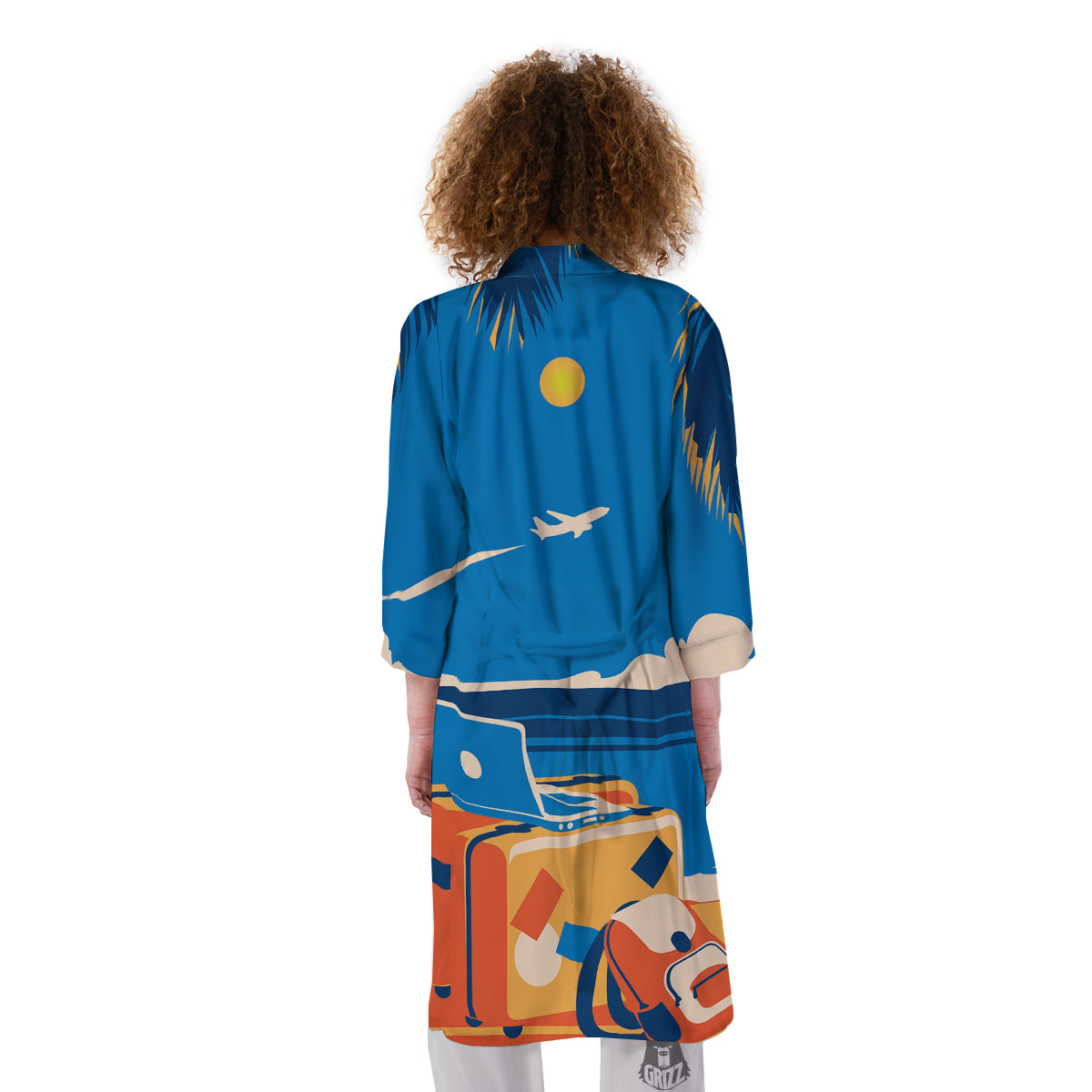 Time To Travel Summer Holiday Print Kimono-grizzshop