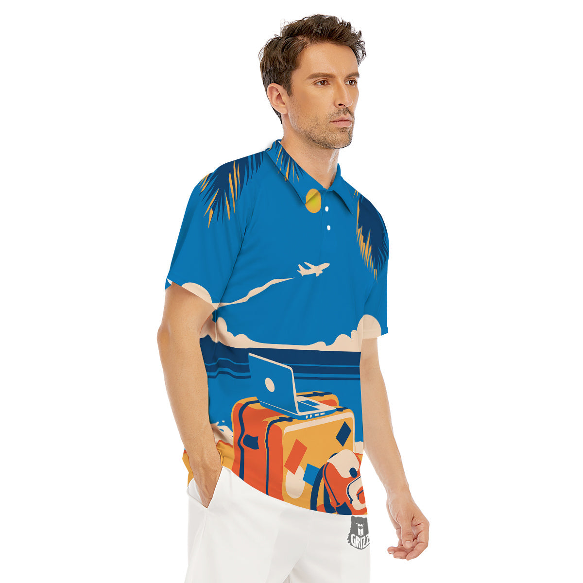 Time To Travel Summer Holiday Print Men's Golf Shirts-grizzshop